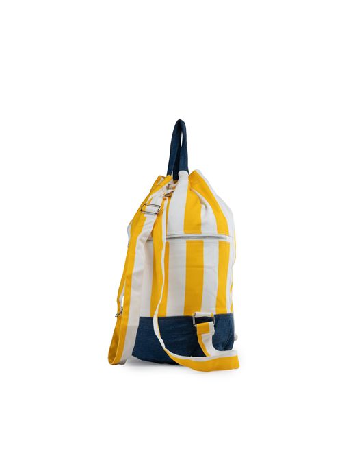 Zaino da spiaggia con stampa a righe Giallo/Bianco/Denim Mc2 Saint Barth | BEACH BACKPACK02080H STRIPES POP V91